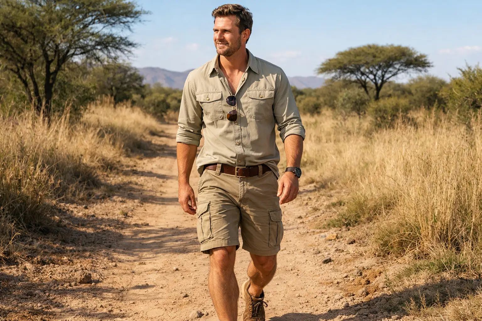 Safari Shorts and Button Down Combo