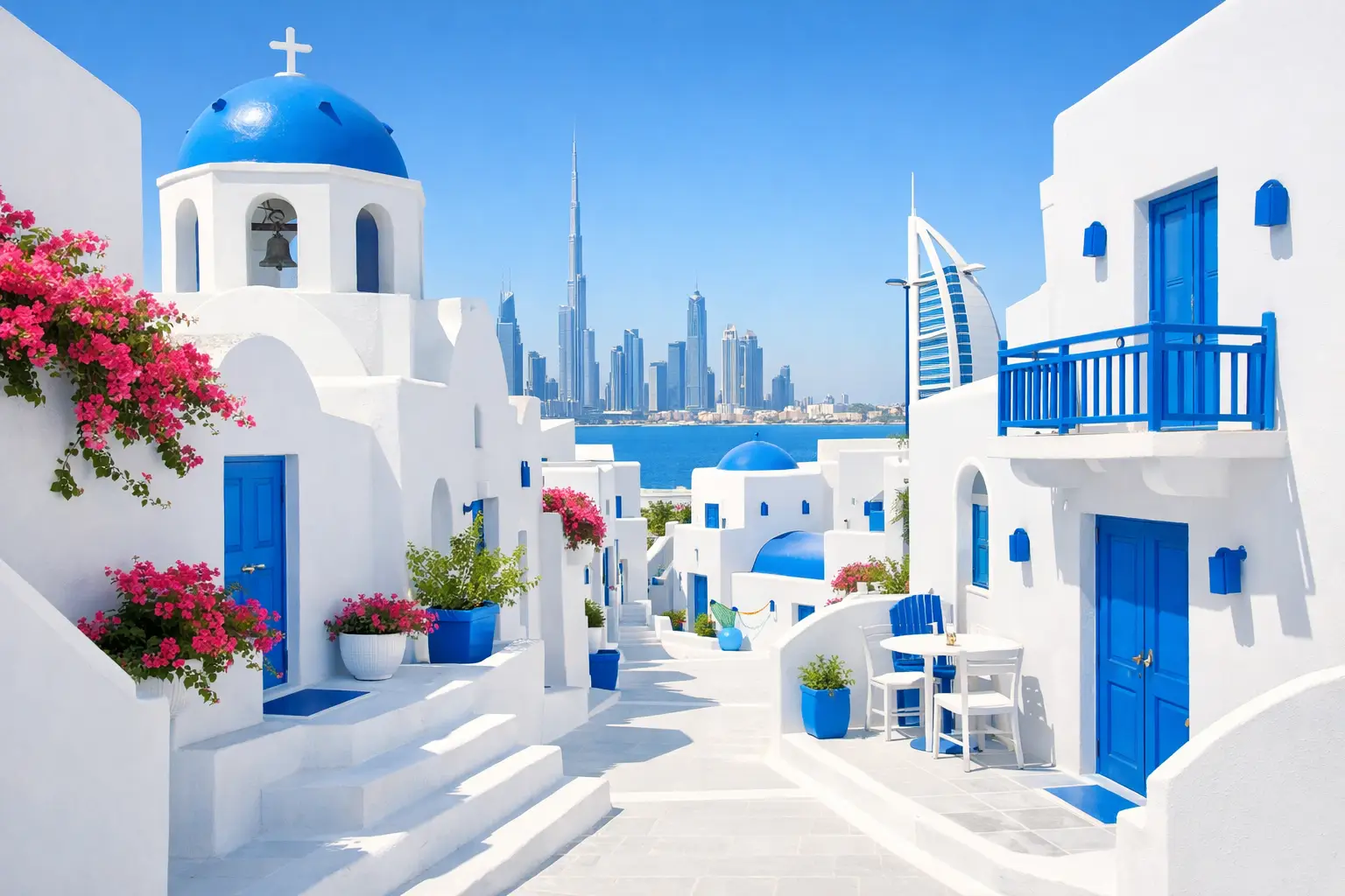 Santorini Style Streets in Dubai