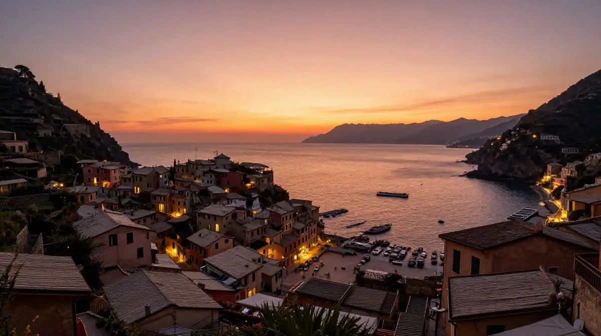 Sunset over the Ligurian Sea from Castello Brown
