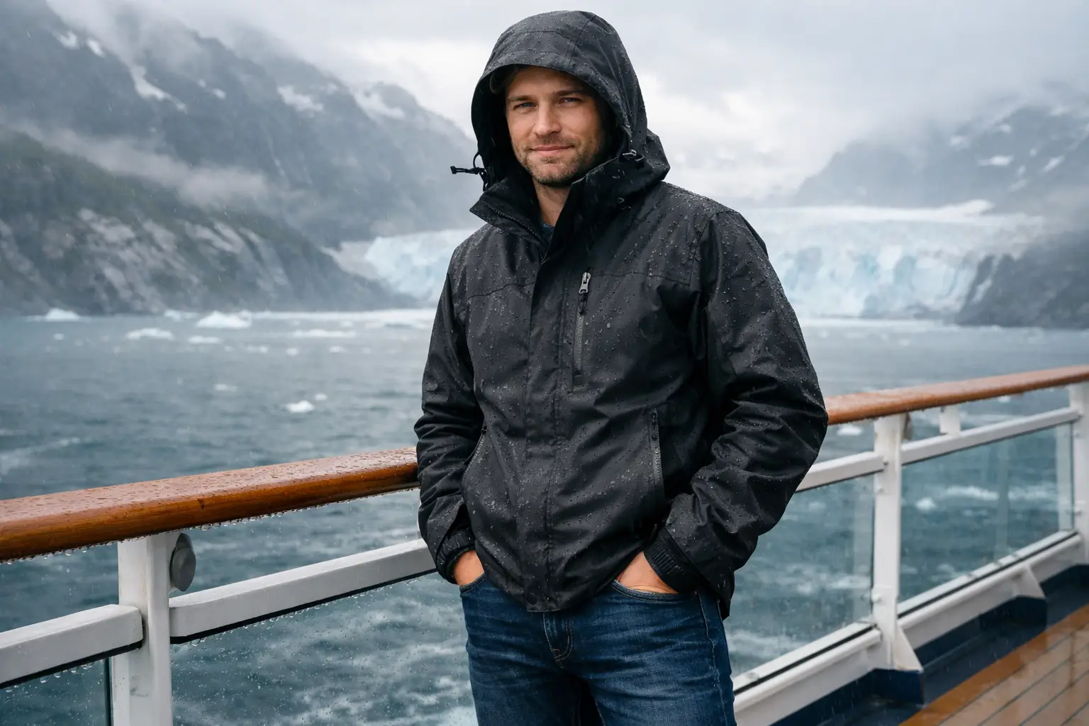 Waterproof Jacket and Jeans Outfit