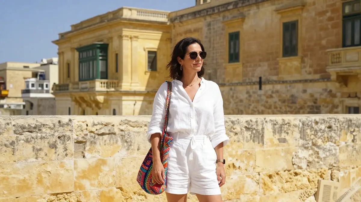 White Outfit for Valletta Day Trip