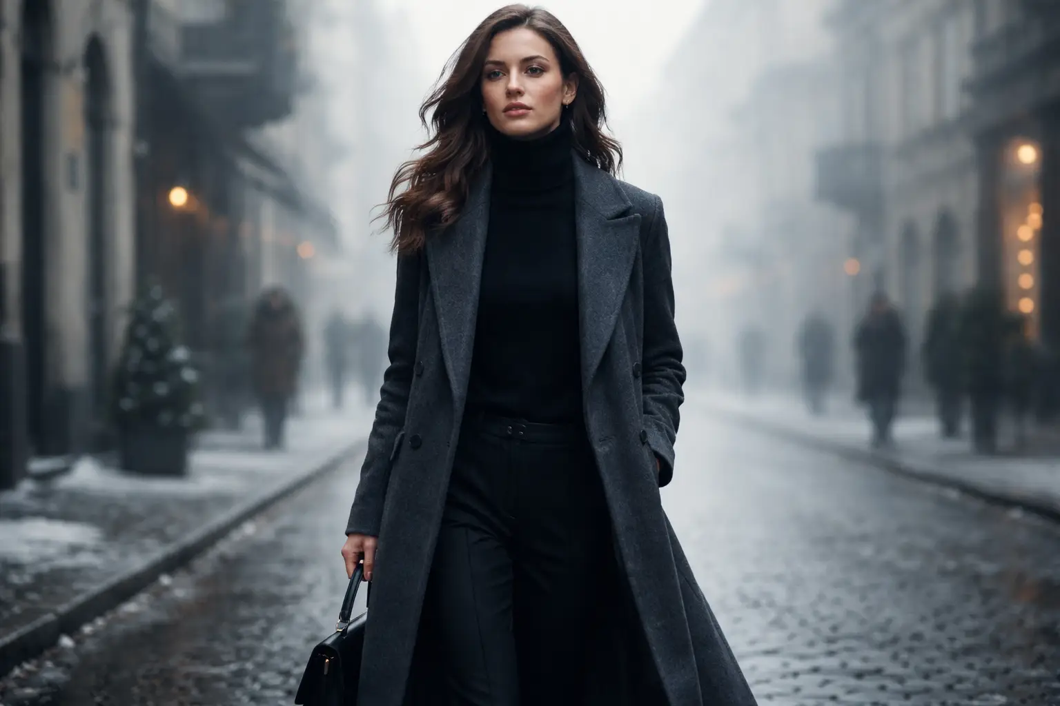 Winter Turtleneck with Long Coat