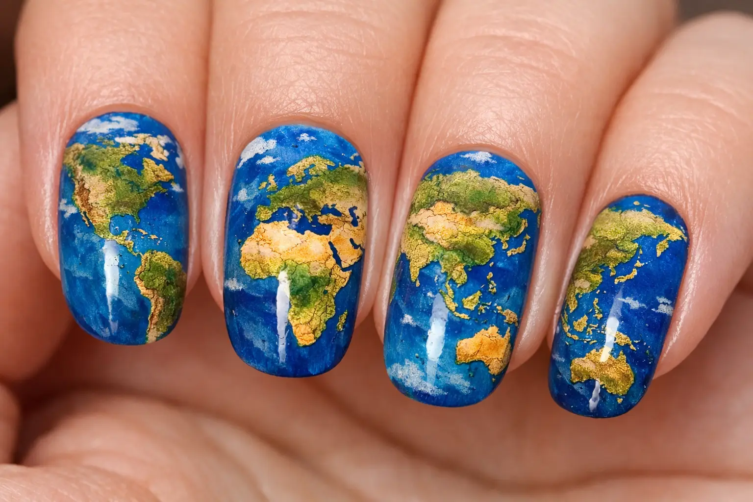 World Map Nail Art