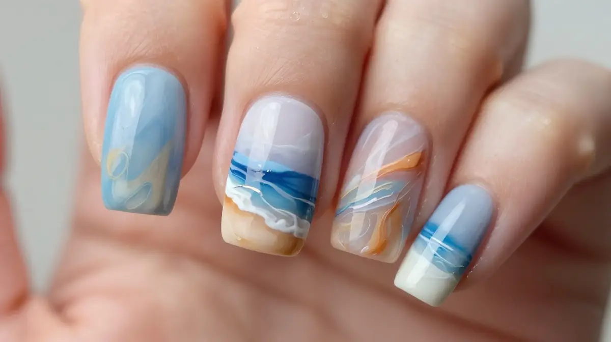 Abstract Beach Art Nails