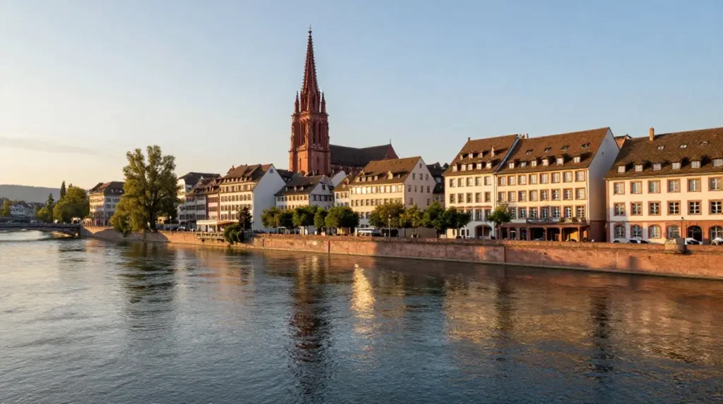 Basel Old Town and Rhine Riverfront