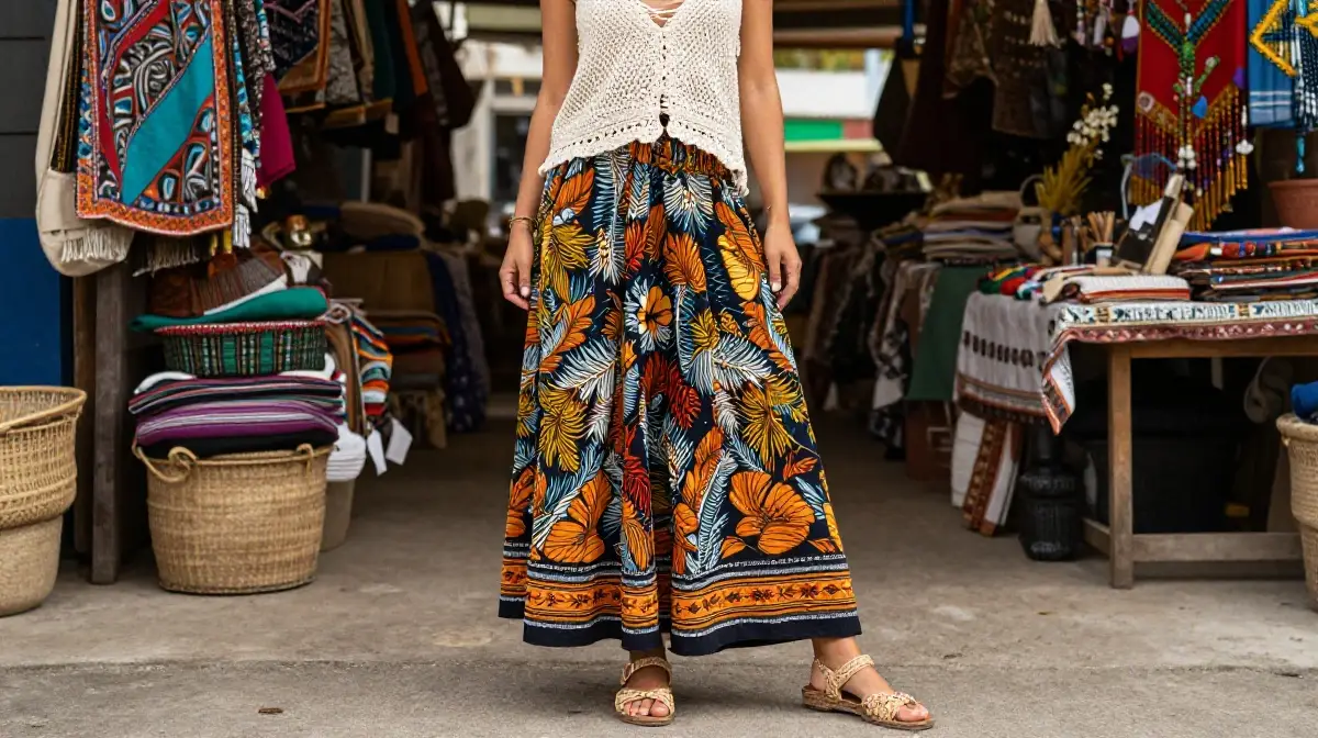 Bohemian Maxi Skirt and Crochet Top