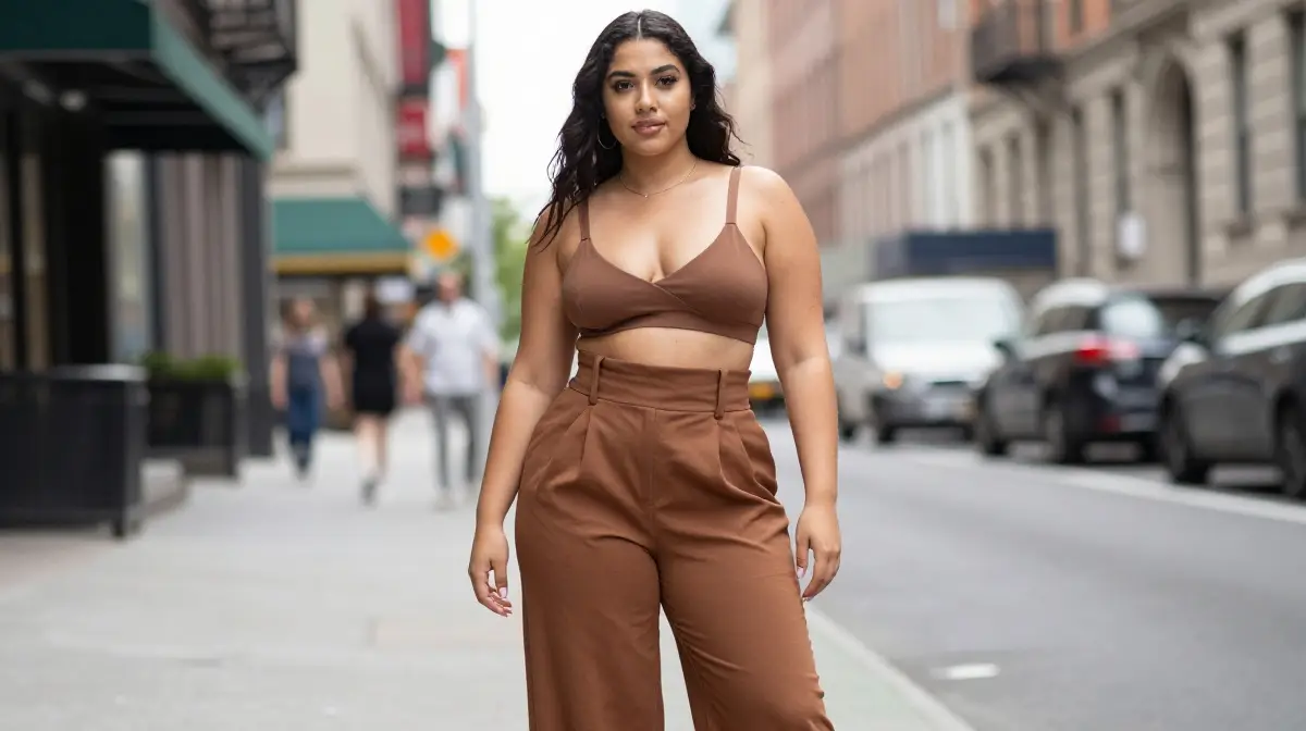 Bralette with High-Waisted Trousers