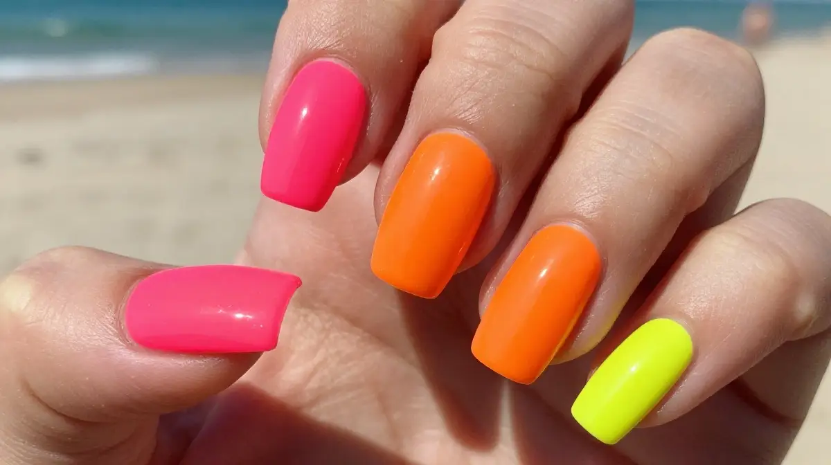 Bright Neon Beach Nails