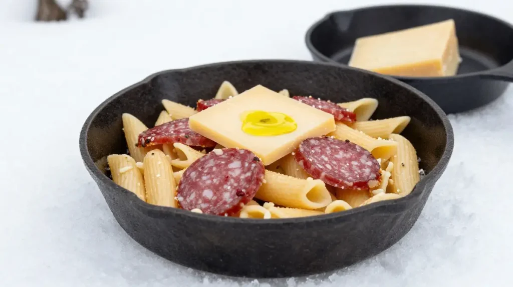 Camping Pasta With Salami and Olive Oil