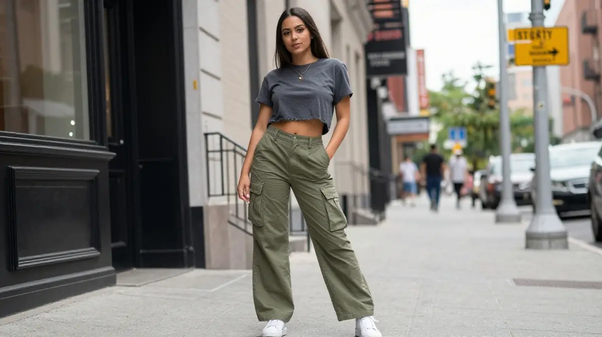 Cargo Pants with a Cropped Tee