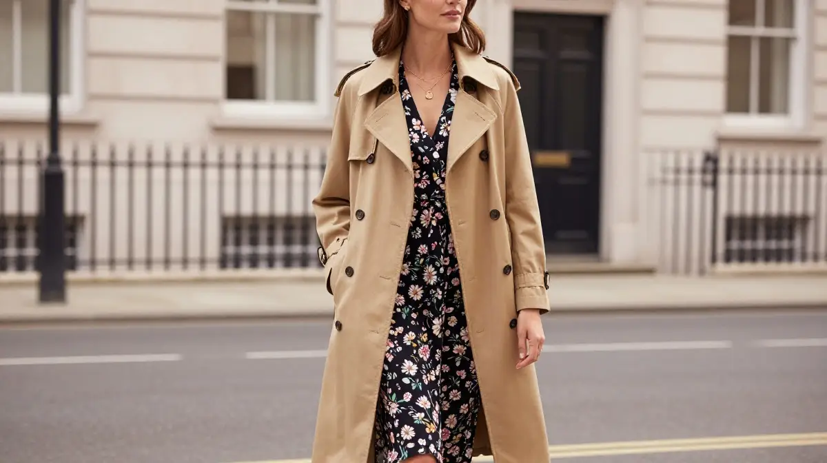 Classic Trench Coat Over a Summer Dress