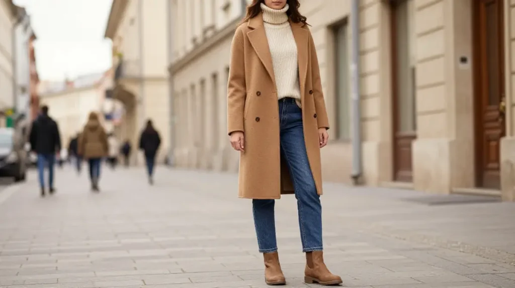 Classic Wool Coat and Turtleneck Outfit