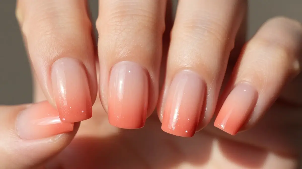 Coral and Peach Ombre Nails