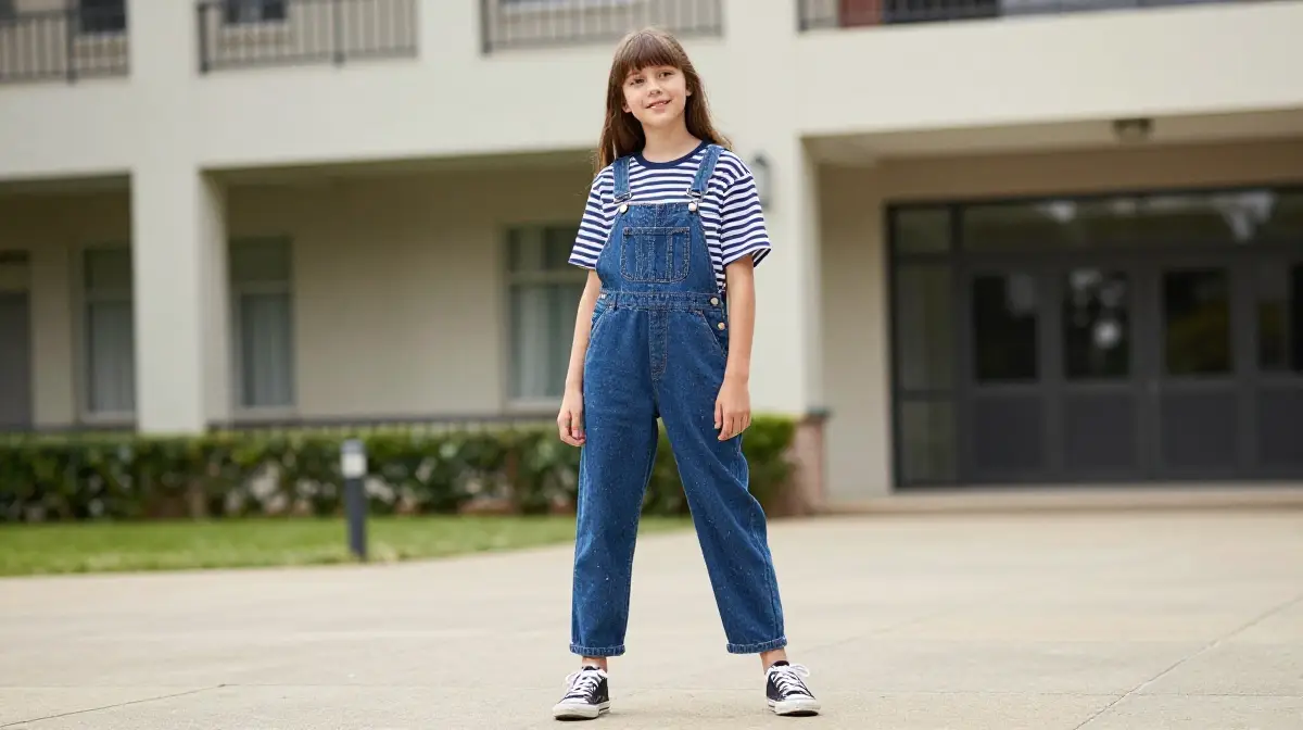 Dungarees with a Striped Tee