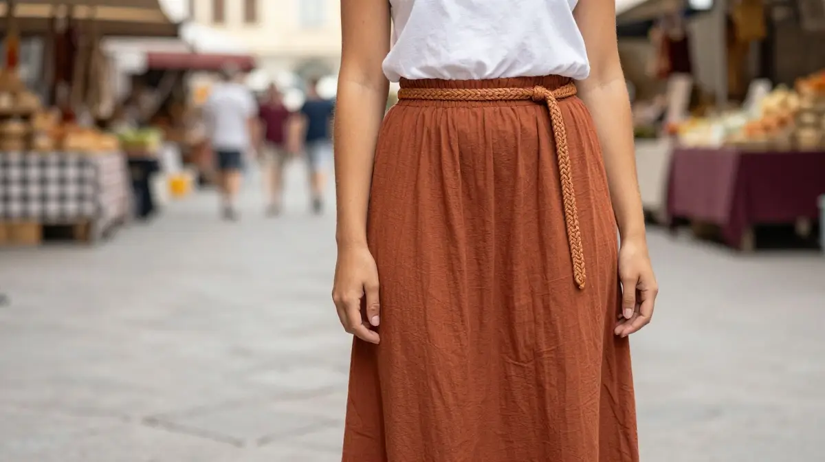 Earthy Toned Maxi Skirt with a Simple Tee