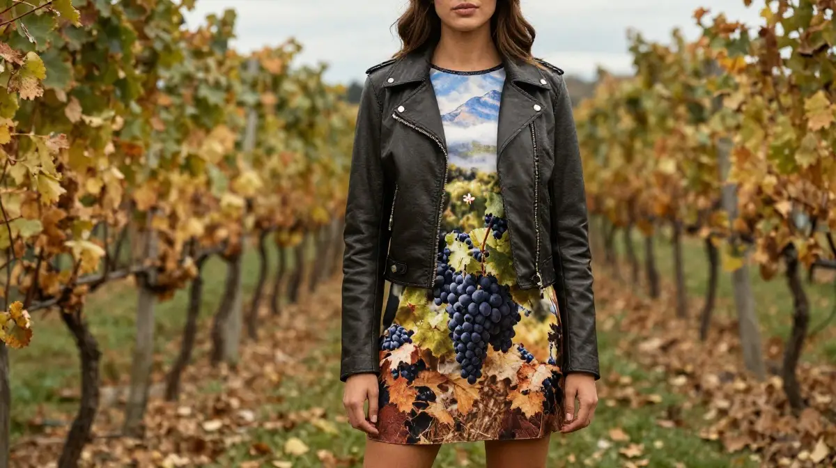 Fall Winery Look with Leather Jacket
