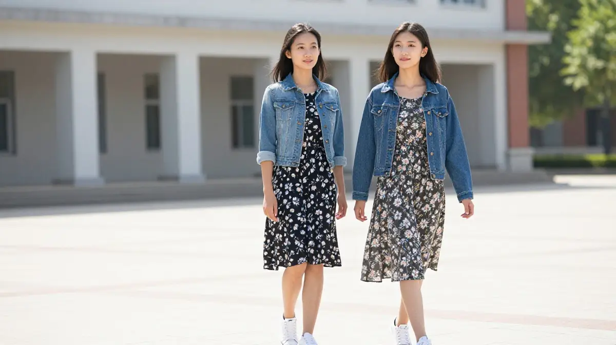 Floral Dress with Denim Jacket