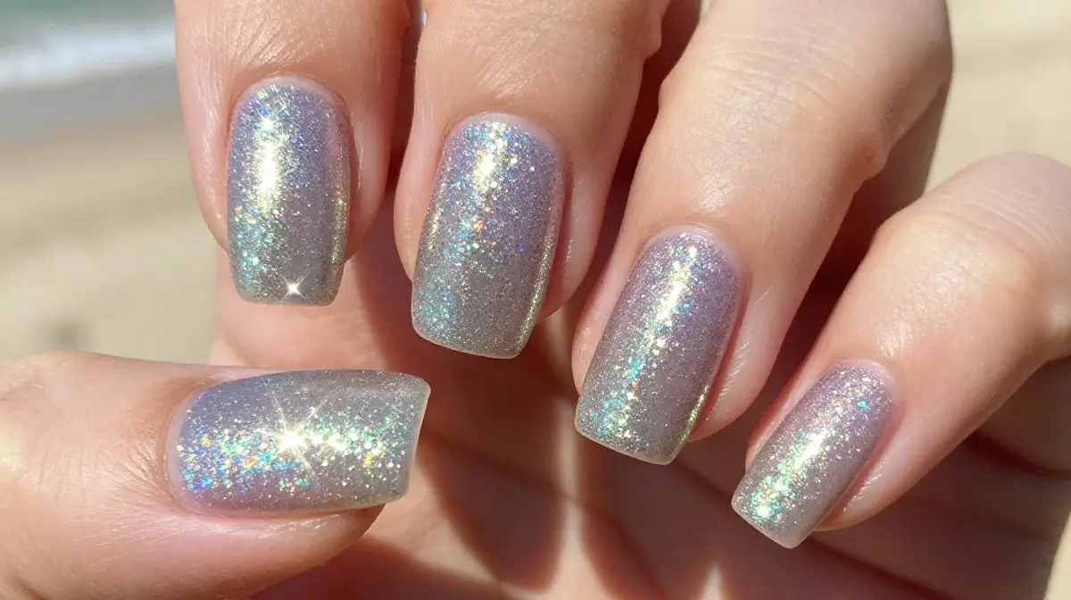 Glitter and Sparkle Beach Nails