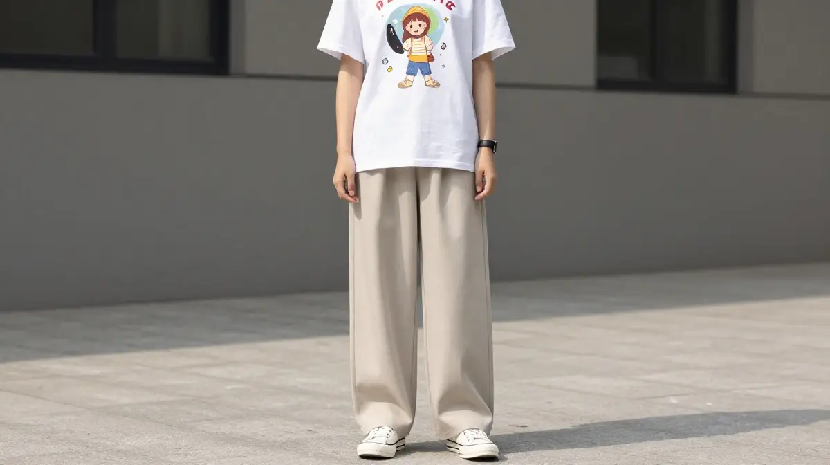 Graphic Tee with Wide Leg Trousers