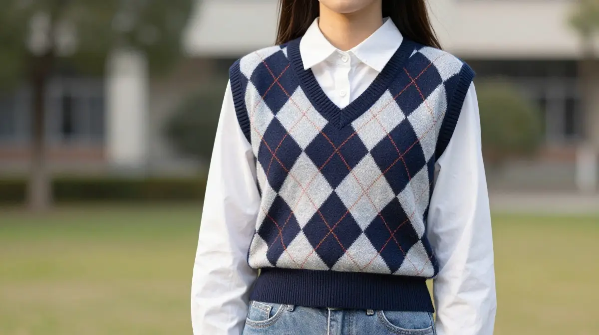 Knit Vest with Collared Shirt