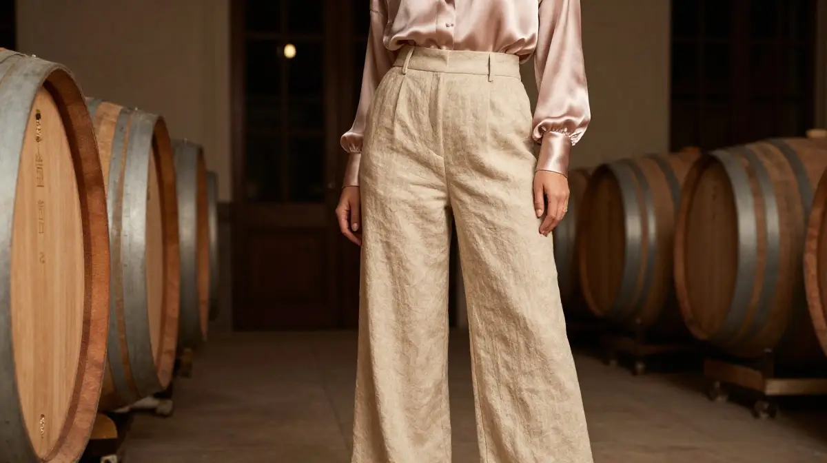 Linen Trousers with a Silk Blouse
