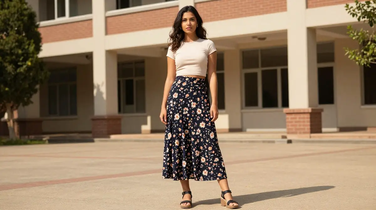Maxi Skirt with a Fitted Crop Top