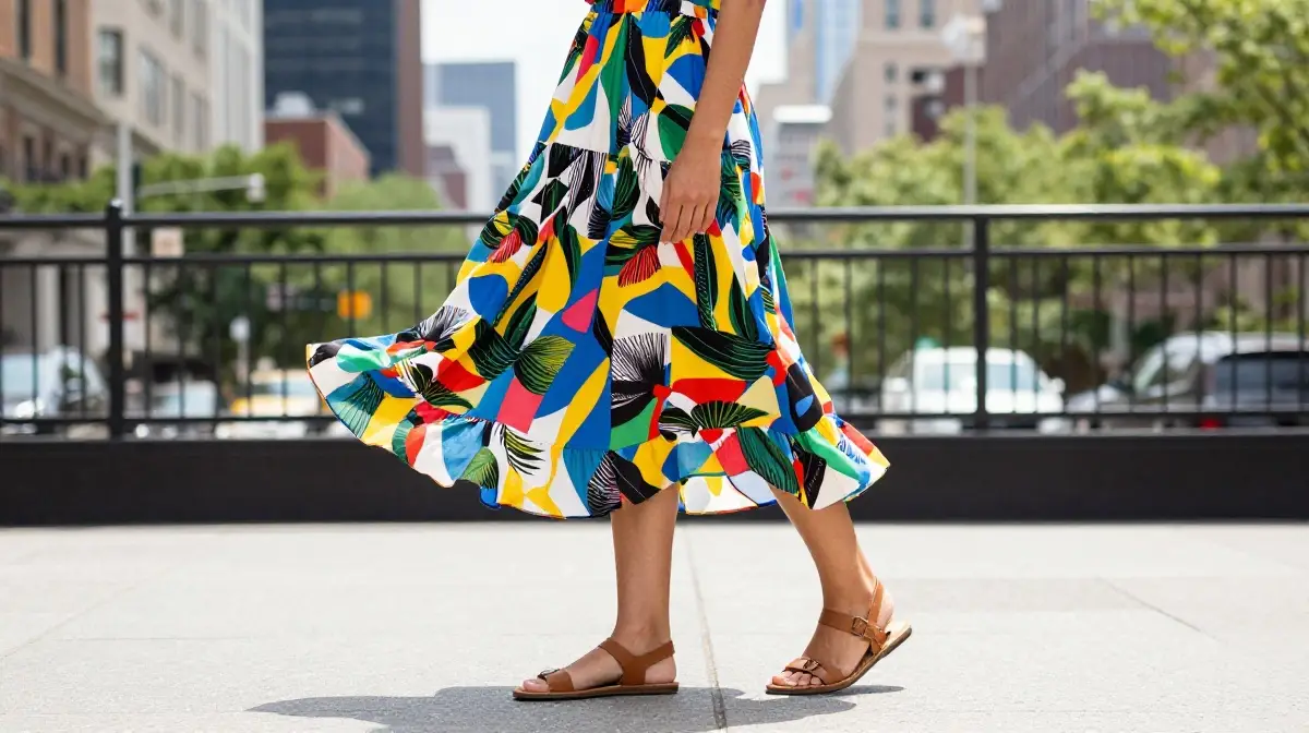 Midi Dress with Flat Sandals