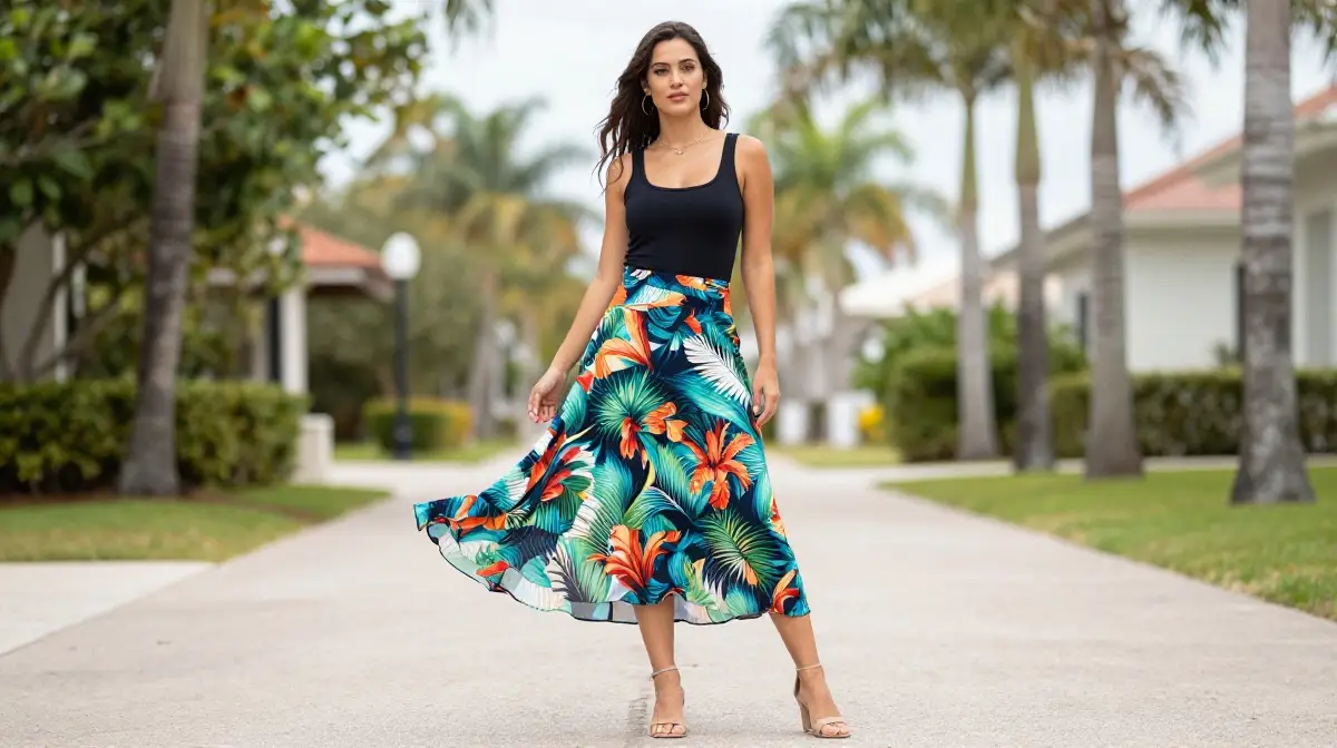 Midi Skirt with a Simple Tank