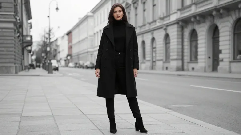 Monochromatic All-Black Winter Outfit