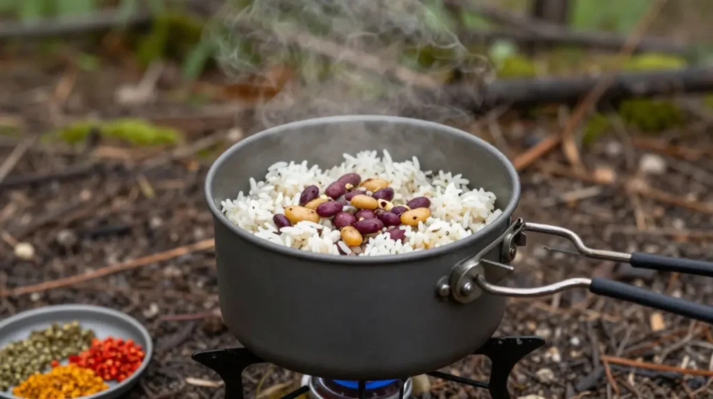 One Pot Camping Rice and Beans