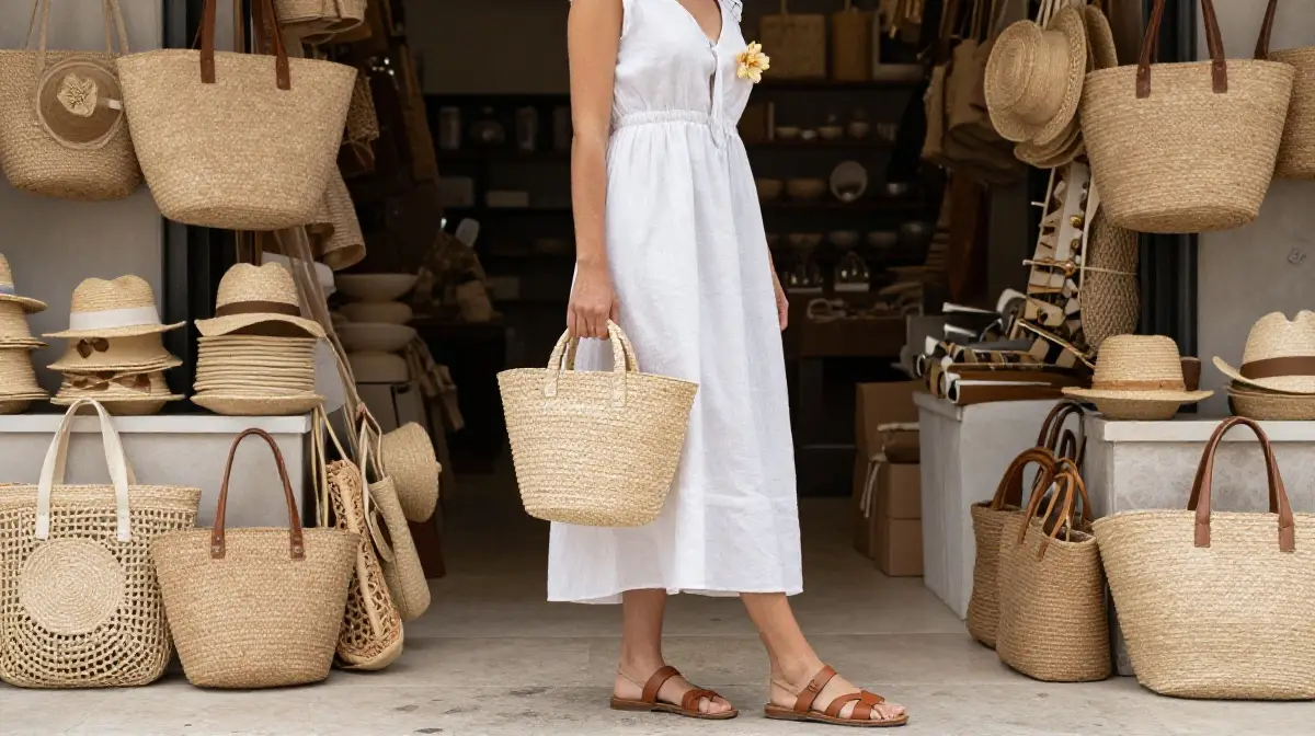 Raffia and Natural Material Accessories Look