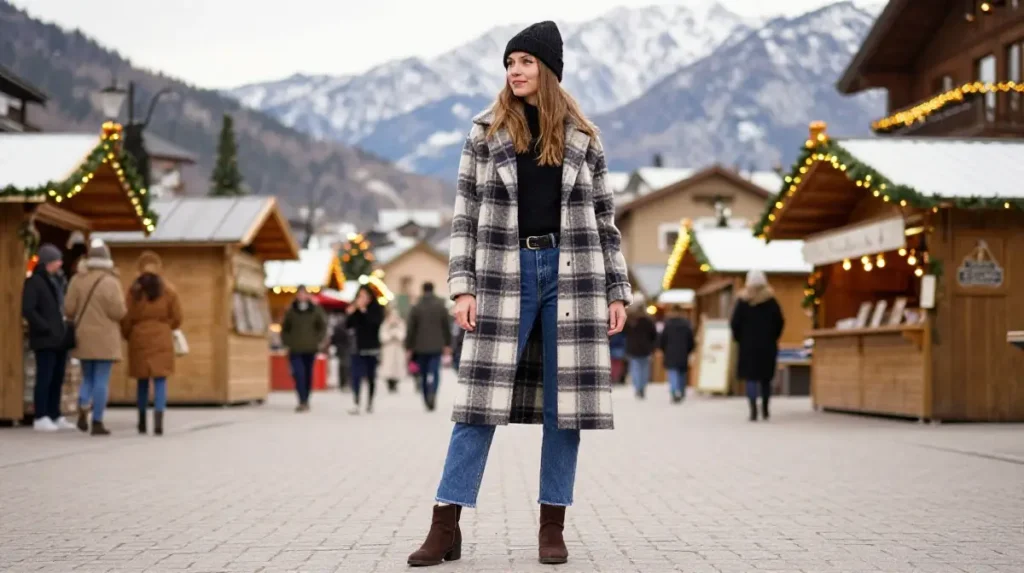 Shacket and Jeans Winter Travel Outfit