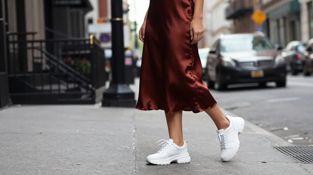 Slip Dress with Chunky Sneakers