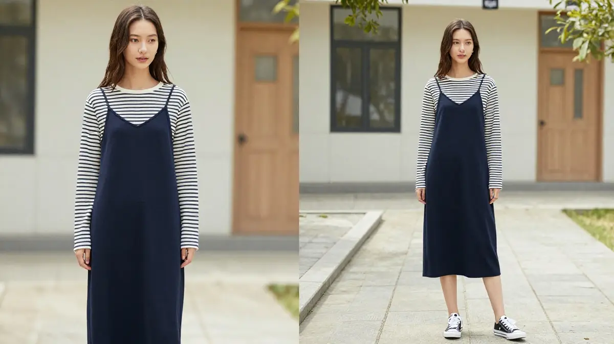 Slip Dress with a Long Sleeve Tee Underneath