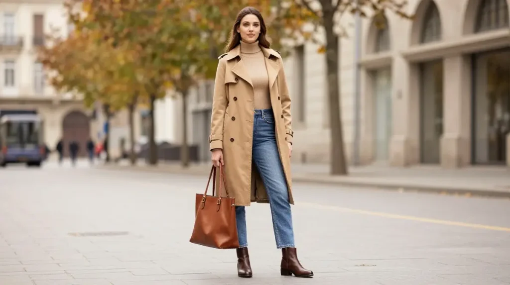 The Classic Trench Coat and Straight Leg Jean Outfit