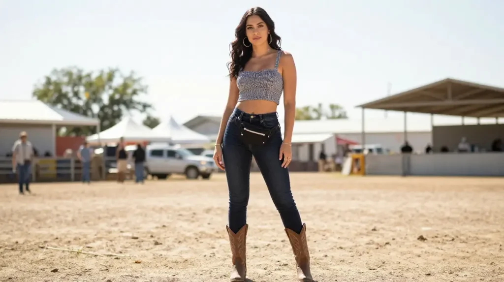 The Crop Top and High Waisted Jeans Outfit