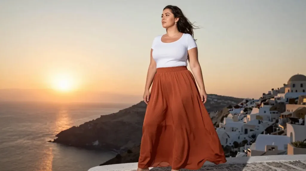 The Flowy Maxi Skirt and Fitted Top Combination