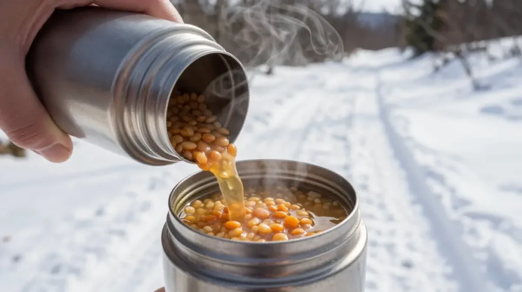 Thermos Cooking Lentil Soup