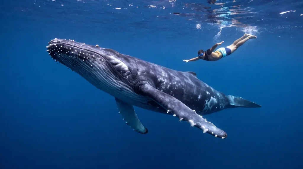 Tonga, Pacific — Humpback Whale Diving