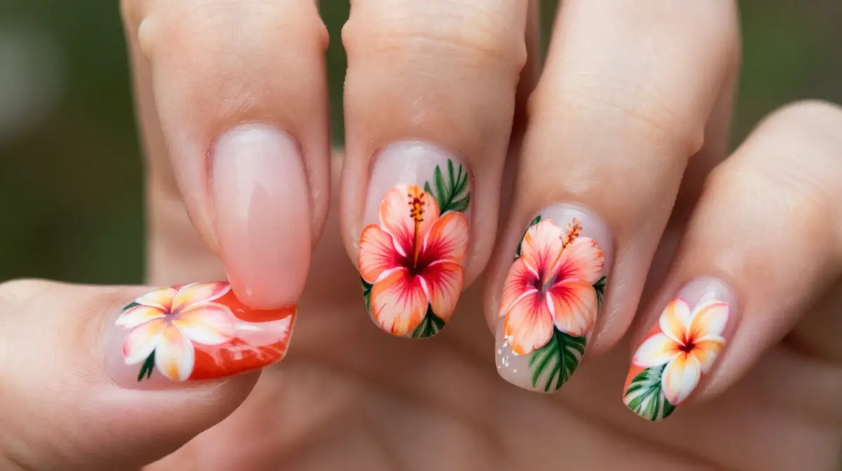 Tropical Floral Nails