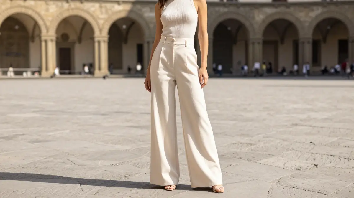 Wide-Leg Trousers with a Fitted Top