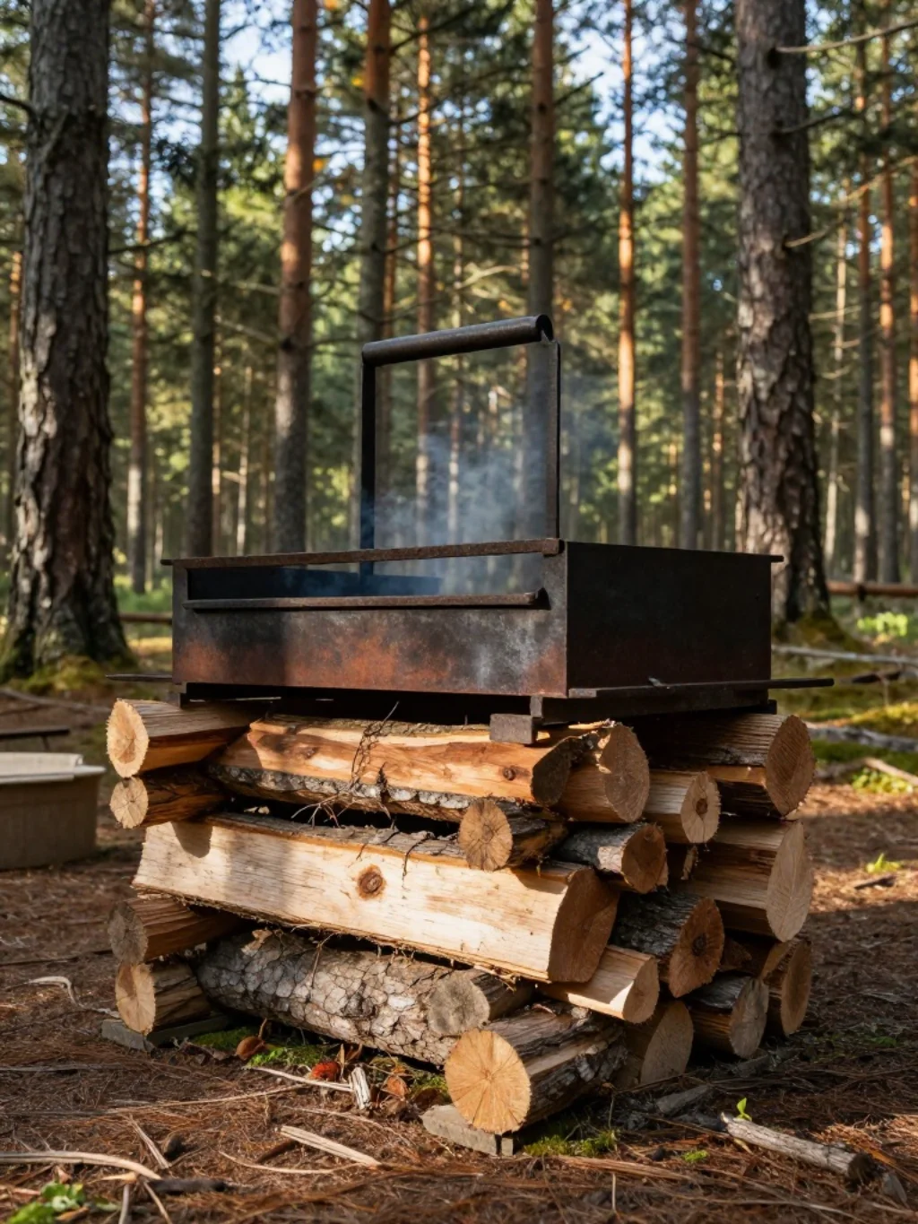 Testing Experimental Camping Breakfast Ideas Over Fire in Thick Wilderness