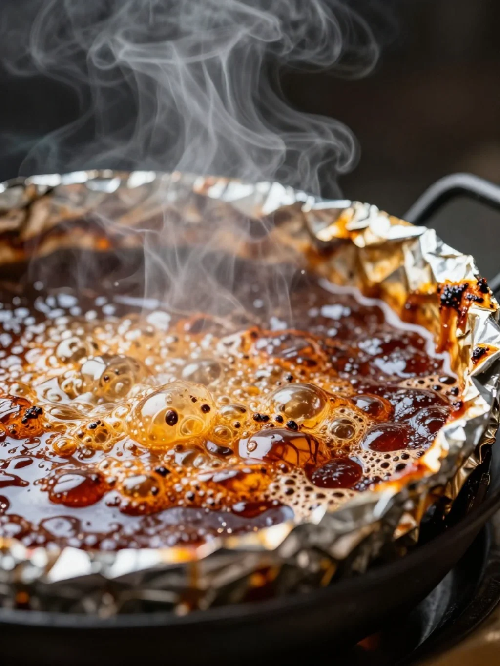 Spitting Fat Skeletons Draw Intricate Grease Patterns Across Glowing Coals