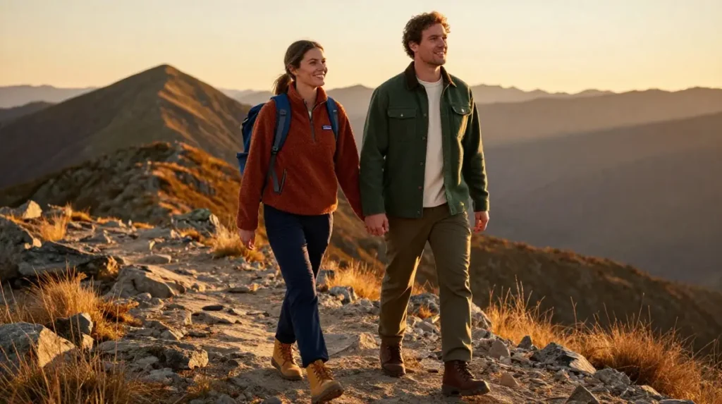 Couple Outfit Coordination for Fall Mountains That Doesn't Look Forced