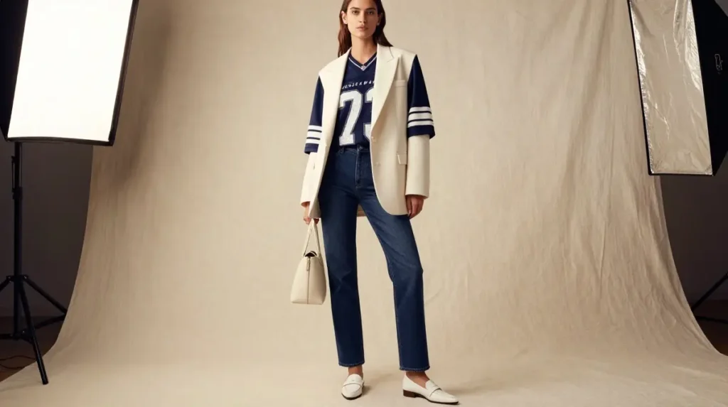 The Blazer Over Jersey Trick for Elevated Game Day Dressing