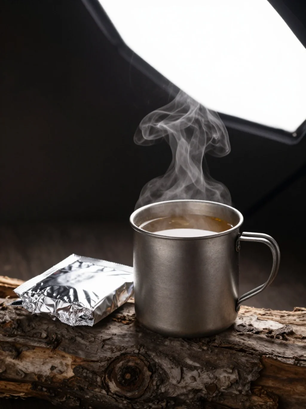 Sculpted Tin Mugs Anchor Wandering Eyelines Near the Sizzling Grate