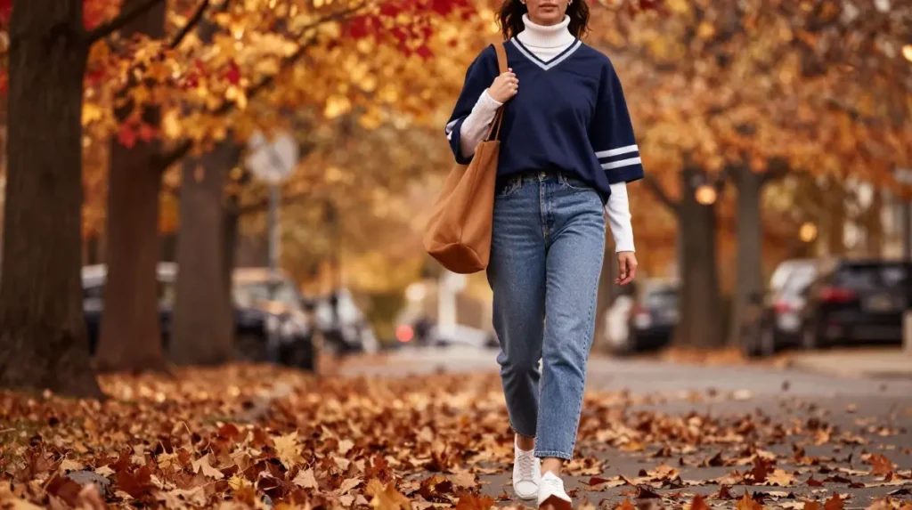 Layering a Football Jersey Over a Turtleneck for Cold Game Day Looks