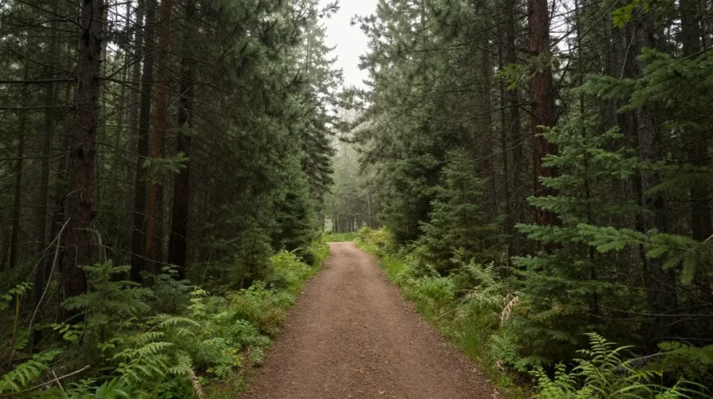 Backcountry Trail Through Dense Forest