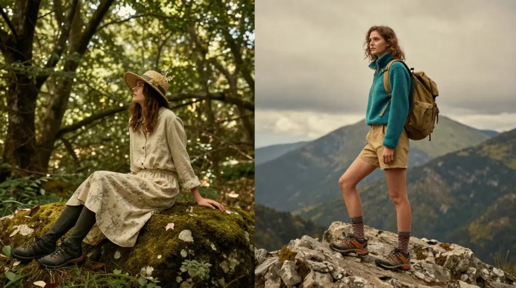 Cottagecore and Vintage Hiking Aesthetics That Are Taking Over Trail Fashion