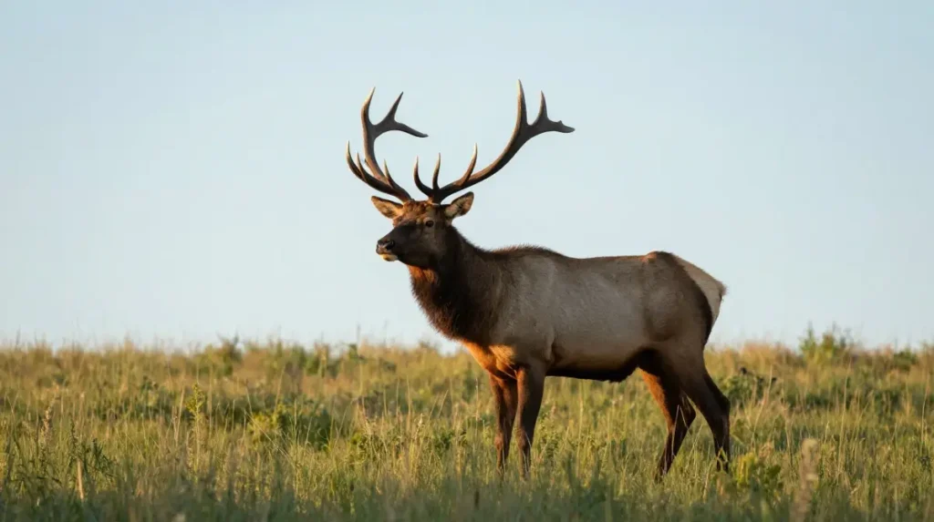 Elk Portrait in Open Meadow
